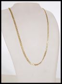 A 9ct gold flat anchor link chain necklace with a lobster clasp. The length is approximately 21