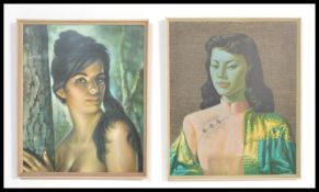 A vintage retro 1960's Vladimir Tretchikoff print  Miss Wong framed along with a retro Tina print by