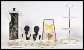 A vintage 20th century'Magic City' Portmeiron coffee pot with an art deco style pattern and tapering