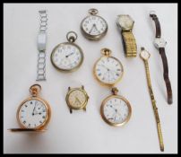 A selection of watches including five pocket watches to include an S. Saunders and co pocket