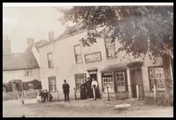 An Edwardian original photograph of village pub selling Hawkes brewery beer of Swavesey, Cambridge