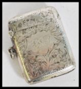 A vintage early 20th century silver hallmarked vesta case by James Deakin and Sons being