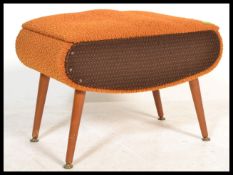 A vintage / retro 1960's work box / stool, upholstered in a vibrant orange wool fabric, hinged top