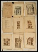 An early 19th century Dutch portfolio of vintage architectural facade drawing prints from 16th