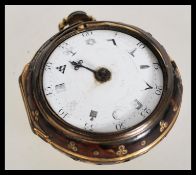 An 18th Century Georgian gilt silver hallmarked Masonic fusee movement pocket watch, the case with
