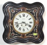 A French 19th century ebonised ' Leon Paimpol ' bulls eye clock having enamel dial with mother of