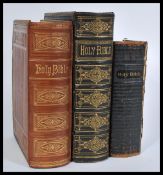 A group of three leather bound 19th Century bibles, to include Cassell, Petter and Gaplin, Brown's