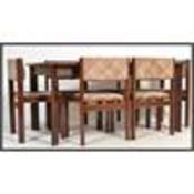 A 1970's retro teak wood extending dining table of