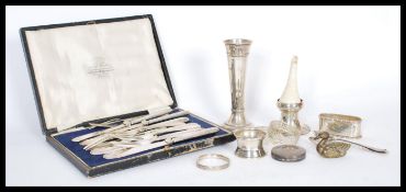 A collection of 19th century London hallmarked silver to include five desert forks and knives with