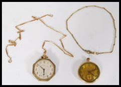 Two vintage 20th century American pocket watches to include a fantastic Art Deco Waltham octagonal