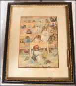 After Louis Wane. A 19th century Victorian watercolour painting of a group of cats reading books