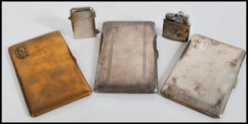 A group of vintage smoking items to include a Thorens Lighter, another lighter stamped Omega