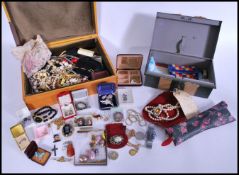 A selection of costume jewellery to include a gentleman's Ingersoll 17 jewel lever watch, a