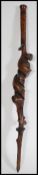 A early 19th Century Georgian briar nobble twist knot walking stick of organic form with metal feral