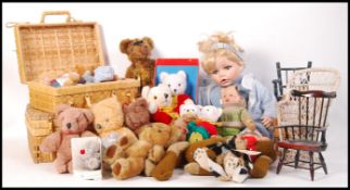 ASSORTED DOLLS , DOLLS FURNITURE AND TEDDIES