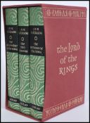 The Lord of the Ring trilogy books by J.R.R. Tolkein, hard backed in a folio published in 1977 by