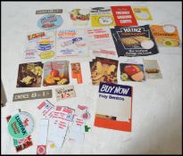 A selection of vintage 20th century food / grocery point of sale counter top paper and cardboard