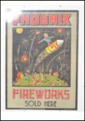 A stunning mid 20th Century Australian point of sale advertising poster for Phoenix fireworks, The