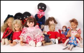 ASSORTED VINTAGE PORCELAIN , RAG , VINYL AND GOLLY DOLLS