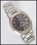 An Omega Constellation Chronometer Quartz movement stainless steel watch having a black dial with