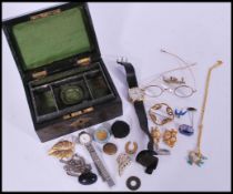 A collection of costume jewellery to include a Scandinavian / Danish enamel brooch, Ingersol