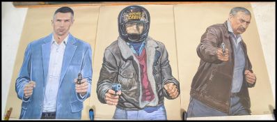 A set of four contemporary vintage style PJL Targets, Belgium / Flemish police firing range posters,