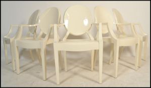 After Philippe Starck - Ghost Chairs - A contemporary set of five cream plastic stacking dining