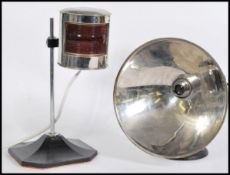 Two fantastic vintage retro 20th century industrial work table lamps to include a car inspection