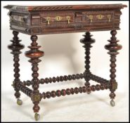 An unusual 19th century William & Mary revival side table - lowboy being raised on bobbin turned