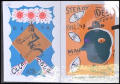 Two screen prints on paper by T. Hom from the Deya brewing company to include 'Carla Deia' print