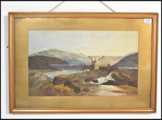 A 19th century oil on board painting of a highland scene being gilt mounted, framed and glazed