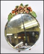 An early 20th century antique Art Deco Barbola mirror having an easel back with bevelled glass panel