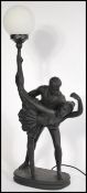 A vintage 20th century Art Deco style large table lamp in the form of an entwined dancing couple