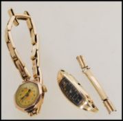 Two vintage ladies cocktail watches to include a stamped 9ct gold watch with a hexagonal case,