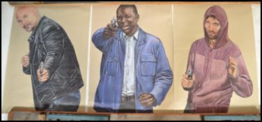 A set of three contemporary vintage style PJL Targets, Belgium / Flemish police firing range