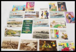 A collection of vintage 20th century post cards to include novelty cartoon character  postcards,