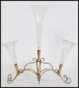 A 19th century Victorian glass and silver plated glass epergne centre piece, having one large