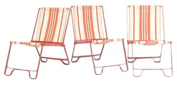 VINTAGE METAL FRAMED AND CANVAS FOLDING CAMPING CHAIRS