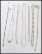A selection of silver chains to include curb, san marco and flat linked, please see images for