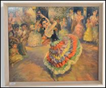 An original 1960's print of a Spanish Flamenco dancer by Stevens. Framed within a period frame. Good