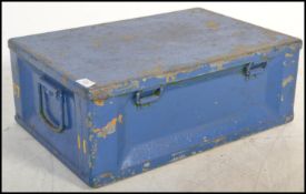 A vintage retro 20th century military cast metal ammunition case having blue painted finish with