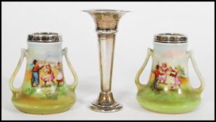 A silver hallmarked solifleur - single stem vase being hallmarked for Birmingham 1949 together