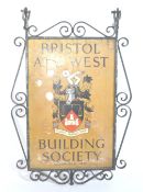 RETRO BUILDING SOCIETY ADVERTISING SIGN IN SCROLL WORK FRAME