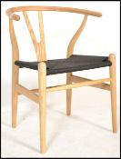 After Hans Wegner - CH24 Wishbone Chair - A retro vintage style chair / armchair, bentwood beech