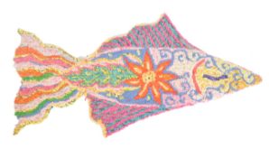 RETRO VINTAGE SKY FISH SHAG PILE RUG BY ANNIE SHERBURNE