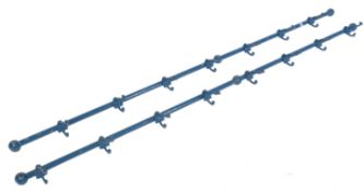 PAIR OF VICTORIAN BRASS NUMBERED COAT HOOKS ON STEEL RAILS