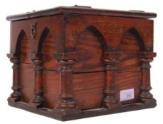ANTIQUE STAINED PITCH PINE ECCLESIASTICAL DISCRETIONARY BOX