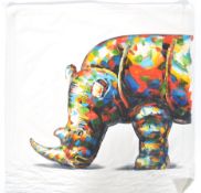 ABSTRACT MULTI COLOURED RHINO GOUACHE PAINTING ON CANVAS