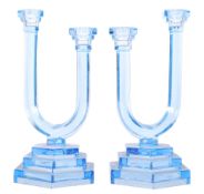 ART DECO ASYMMETRICAL TWIN SCONCE CANDLESTICK HOLDERS