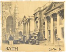 ORIGINAL GWR RAILWAY TRAVEL POSTER OF BATH BY FRED TAYLOR